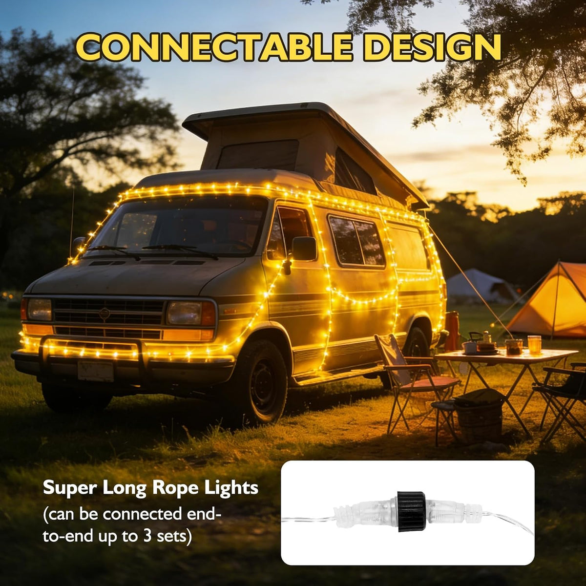 (New) 66FT 240 LED Rope Lights, Outdoor String Lights with 8 Lighting Modes, End-to-end Connectable Waterproof Clear PVC Tube Lights for Yard, Garden, Patio, Party, Indoor Outdoor Decor (Warm White)