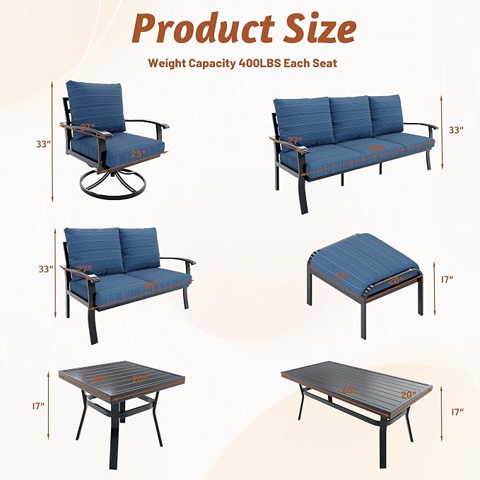HOMREST Outdoor Couch Aluminum Patio Furniture Sofa, 3-Seat All-Weather Metal - Image 3