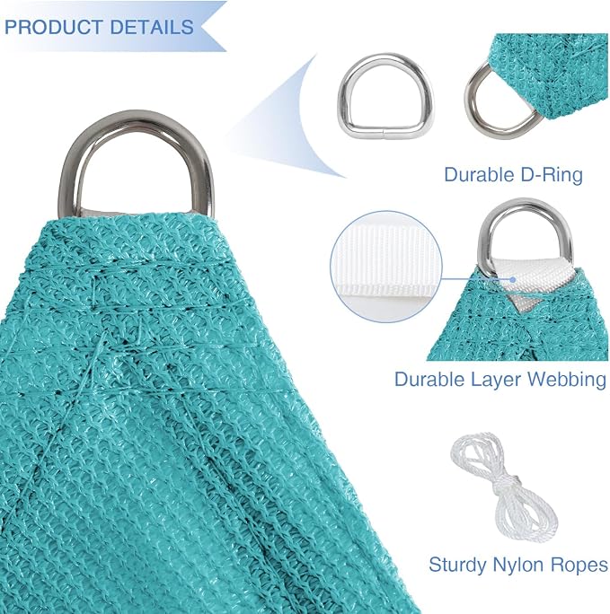 E&K Sunrise 17' x 17' x 17' Sun Shade Sail Triangle Canopy Shade Cover UV Block - Image 4