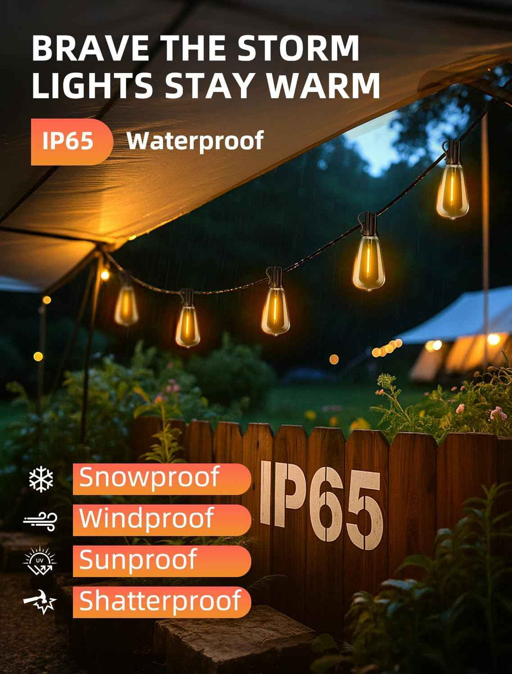 Outdoor Patio String Lights: 100Ft 30M Outside Waterproof Light - Remote Dimmable ST38 Shatterproof Bulb Connectable Hanging Outdoor Electric Lighting - Backyard Yard Gazebo Porch Party