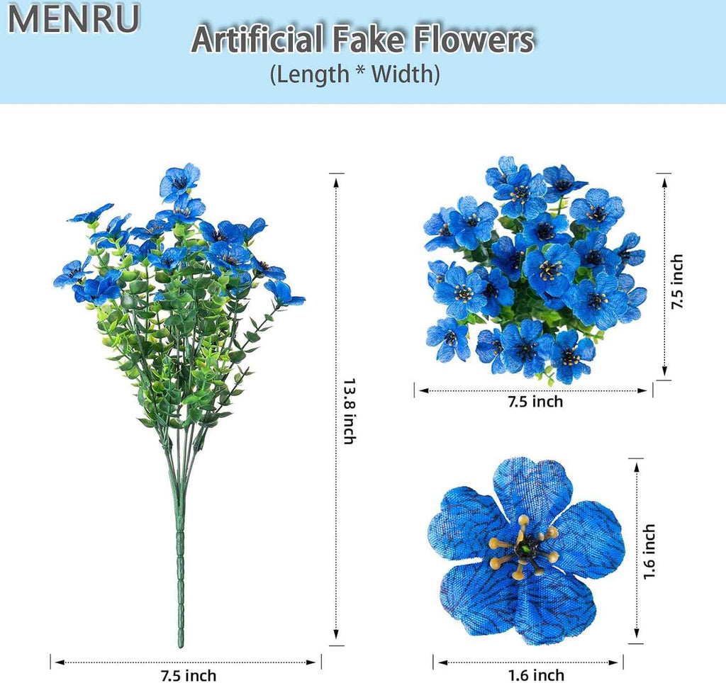 12 Bundles Artificial Flowers for Outdoors UV Resistant | Realistic Outdoor Artificial Fake Flowers with Eucalyptus Leaves for Porch, Patio, Planter, Window Box, Home, Garden Decor