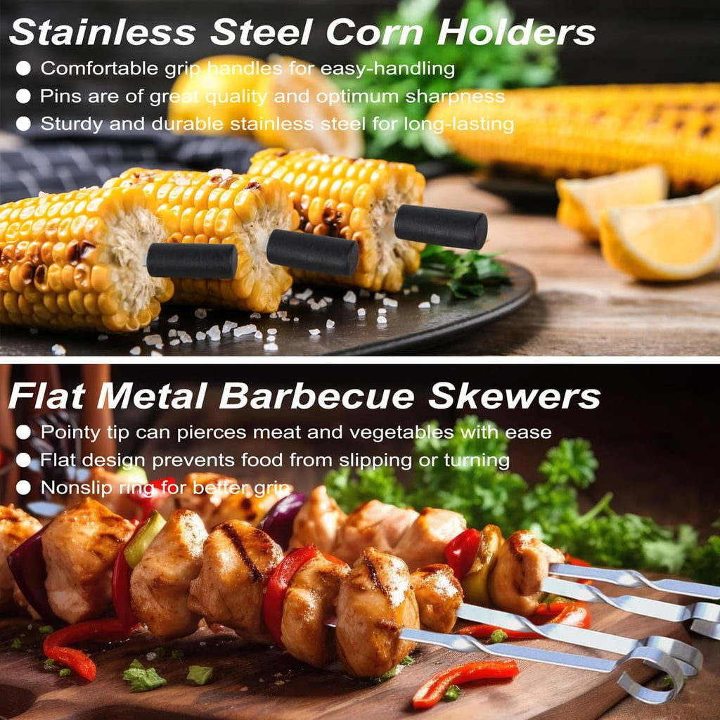 POLIGO 29 PCS BBQ Grill Accessories Stainless Steel BBQ Tools Grilling Tools Set with Storage Bag for Fathers Day Dads Birthday Presents - Camping Grill Utensils Set Ideal Grilling Gifts for Men Black