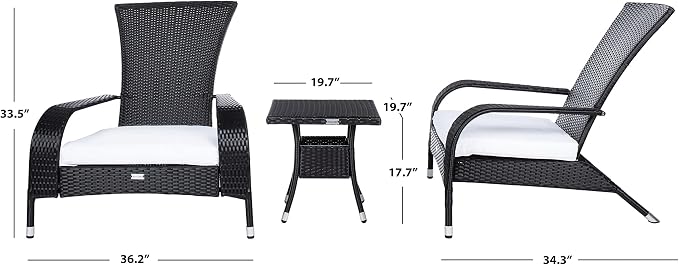 SAFAVIEH Outdoor Patio Furniture Collection Edna 3-Piece Lounge Set - Image 4