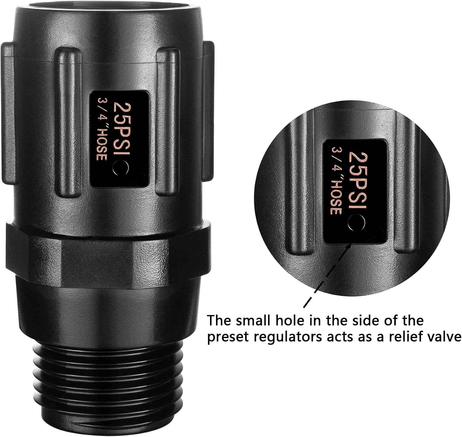 2pcs Garden Hose Pressure Regulator 25 PSI, 3/4" FHT × 3/4“ MHT, Pressure Reducer, Great for Drip Irrigation System Distributing Regulator drip Irrigation Parts emitters for drip line (2 Pack)