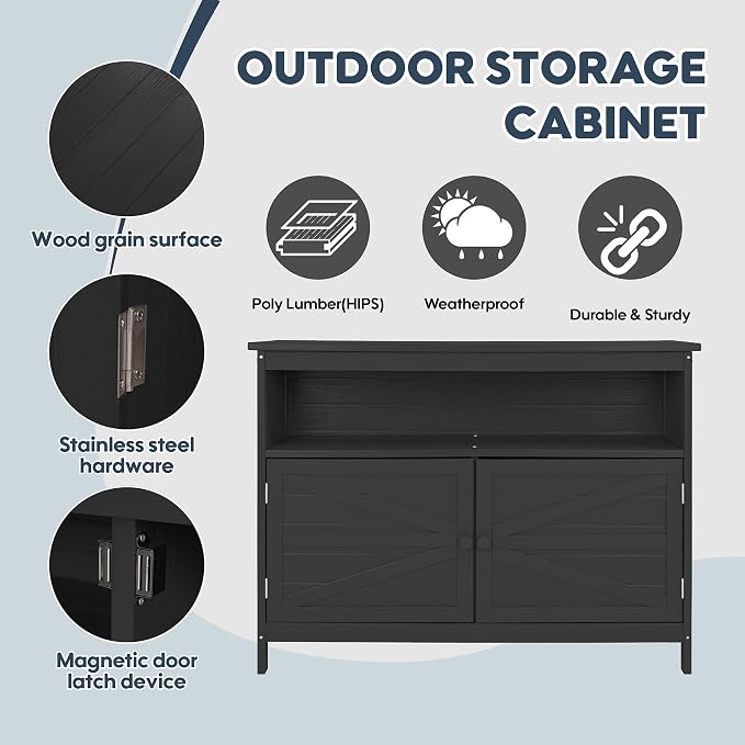 HIPS All-Weather Outdoor Storage Cabinet, Outdoor Sideboard - Image 4