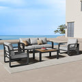 Aluminum Outdoor Patio Furniture Set, 4 Piece Oversized Patio Conversation Sets by Oasbira