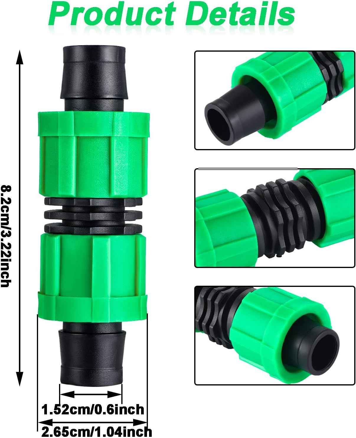 Hotop 12 Pieces 5/8 Drip Irrigation Coupling | Universal Drip Line Coupler Fittings, Works for 16-17mm Tubing or Sprinkler Systems, Durable Garden Watering Connector