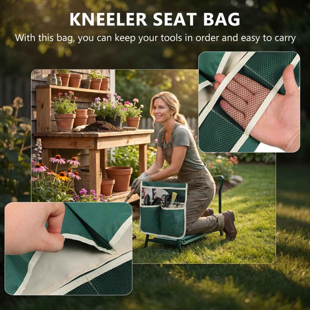SEWACC Garden Kneeler Pouch 600D Gardening Tool Bag Large Storage Organizer for Garden Kneeler Accessories Tool Pouch for Outdoor Carry Bag