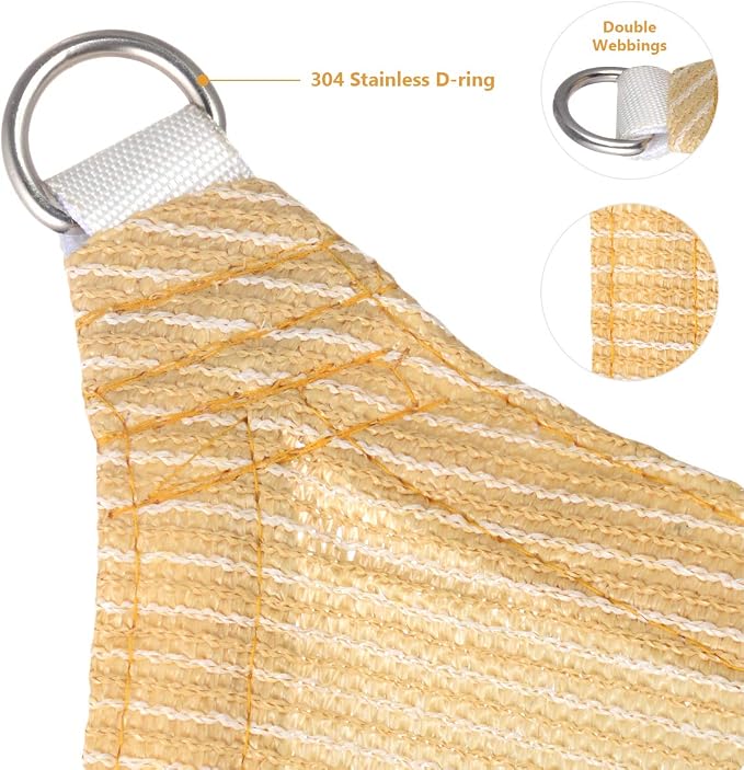 Eden's Decor Straight Flat-Edged Sun Shade Sail Rectangular 9' x 18' Beige - Image 2