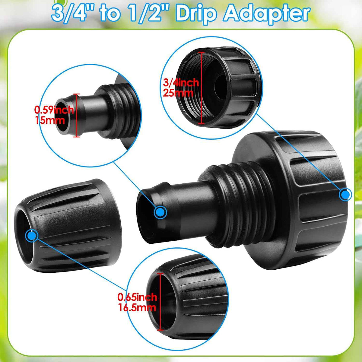 8-Pack 1/2 Inch Drip Irrigation Tubing Faucet Adapter, 3/4" to 1/2" Irrigation Hose Adapter, 3/4 Inch Barbed Drip Line Connector Garden Hose Adapter for Garden Irrigation System