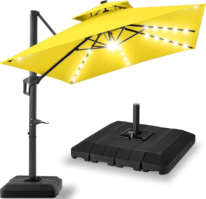 Best Choice Products 12x12ft LED Cantilever Patio Umbrella w/Base Included & by BestChoiceProducts