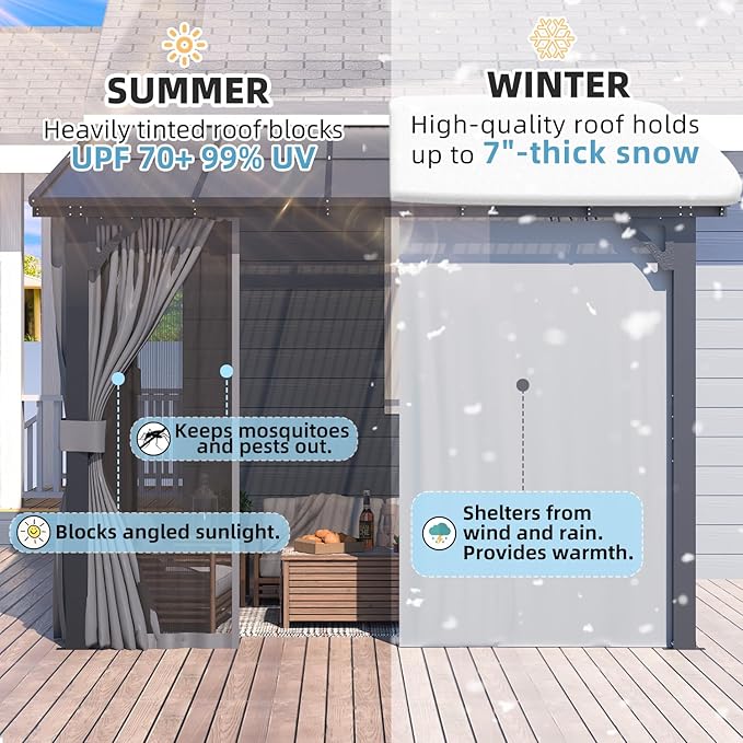 AECOJOY 10' X 8' Gazebo for Patio, Small Wall-Mounted Lean to Gazebo Pergola - Image 2