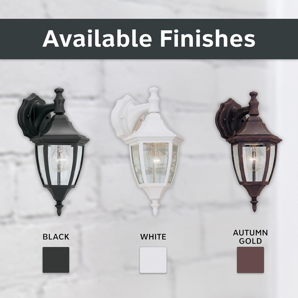 Designers Fountain Waterbury Outdoor Light Fixture, 14.25 Inch Exterior Wall Lantern Sconce for Front Door, Patio and Porch, White, 2461-WH