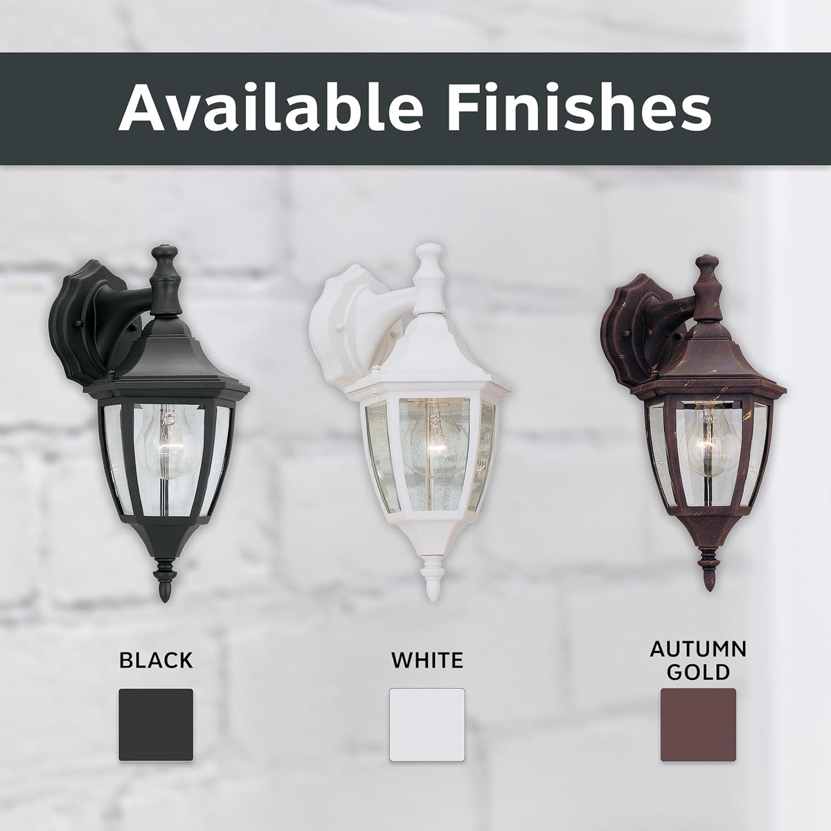 Designers Fountain Waterbury Outdoor Light Fixture, 14.25 Inch Exterior Wall Lantern Sconce for Front Door, Patio and Porch, White, 2461-WH