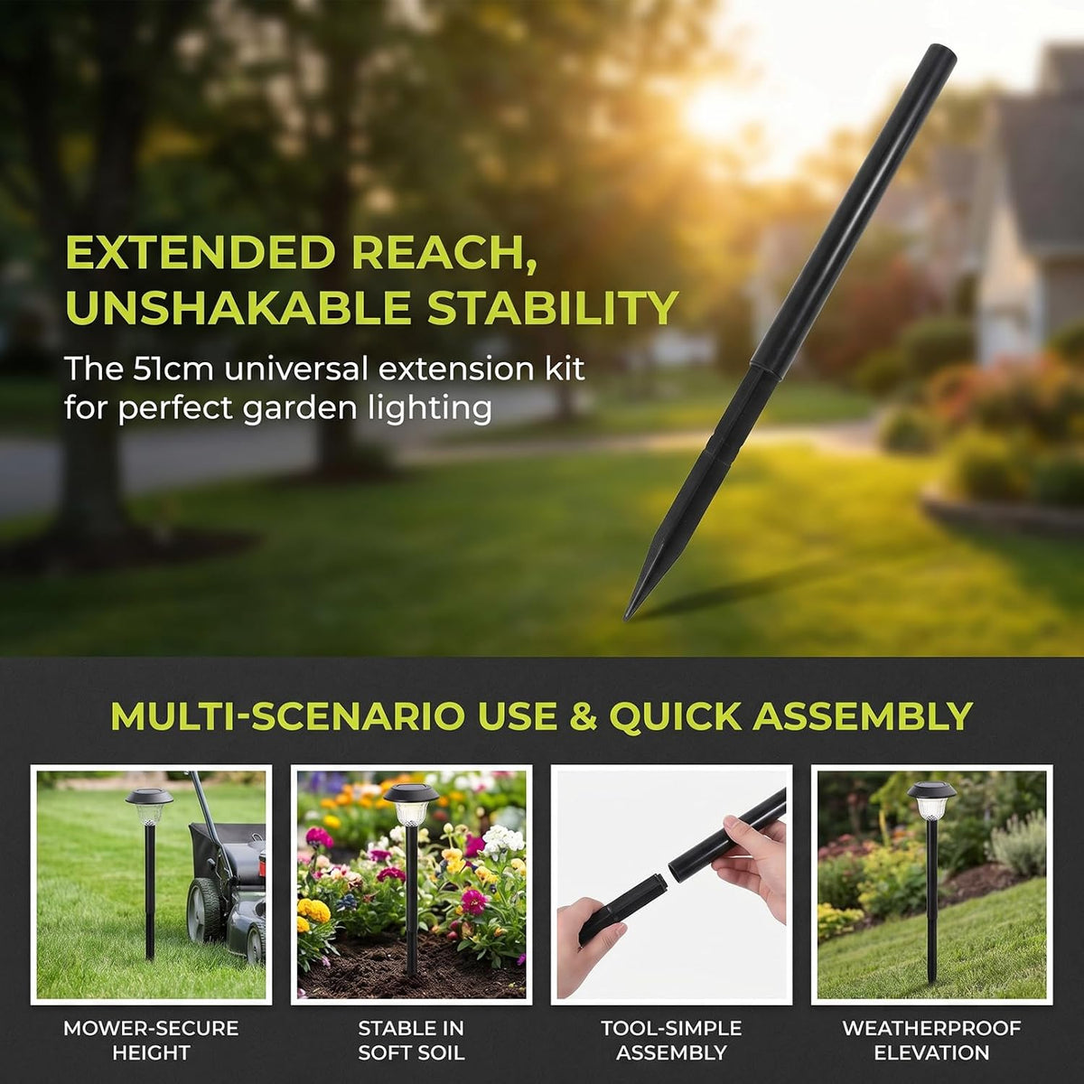 Uonlytech 8 Sets Pathway Extension Garden Solar Plastic Ground Outdoor Landscaping Spike Spikes Connectors Part for Lights Stakes Patio Tube Replacement Landscape Yard Light Torch with