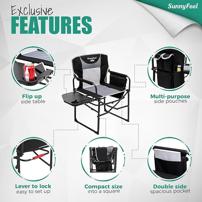SUNNYFEEL Oversized Camping Directors Chair 500 LBS Heavy Duty, Portable - Image 6