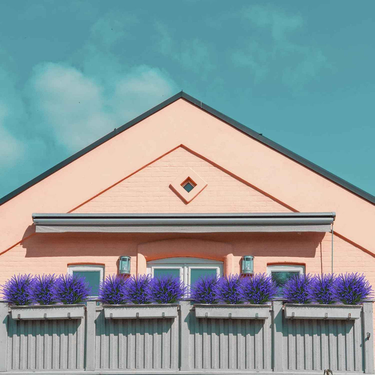 12 Bundles Fake Outdoor Flowers UV Resistant Plants Artificial Lavender Faux Plastic Shrubs Window Box Garden Porch Home Decor(Purple)