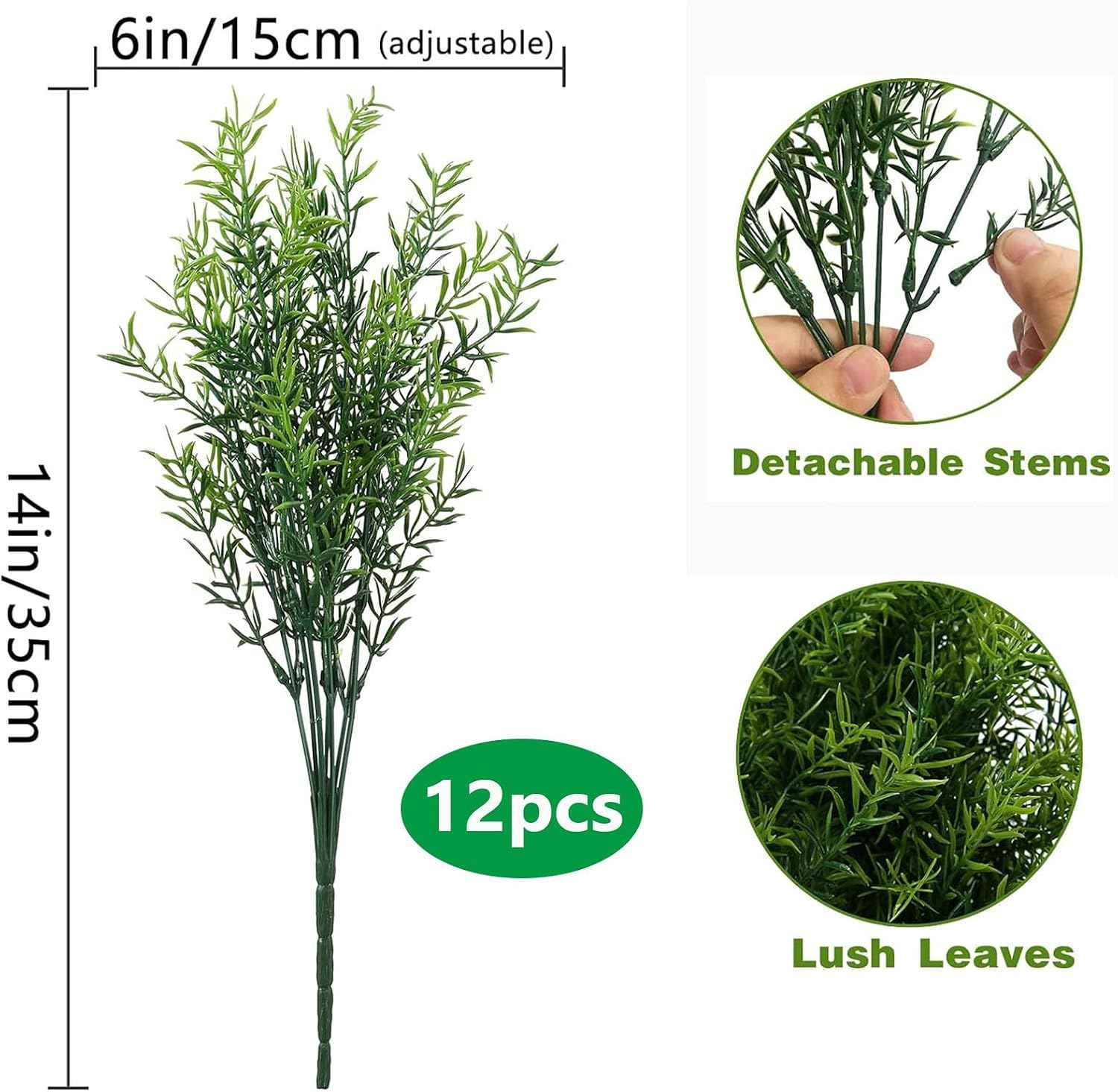 Toprooms Outdoor Faux Plants Greenery Artificial Flowers Fake Boxwood Shrubs UV Resistant Plastic Plant for Farmhouse Garden Porch Patio Indoor Wedding Decoration (1#Outdoor Greenery, 12 Pcs)