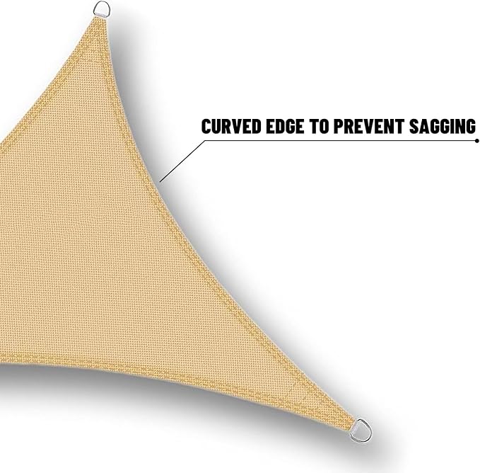 SUNNY GUARD Waterproof Sun Shade Sail 8'x8'x8' Sand Triangle UV Block Sunshade - Image 4
