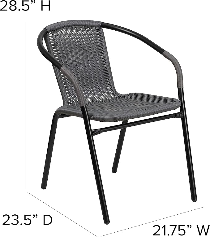 EMMA + OLIVER Set of 2 Modern Rattan Indoor/Outdoor Stack Chairs, Stacking - Image 2