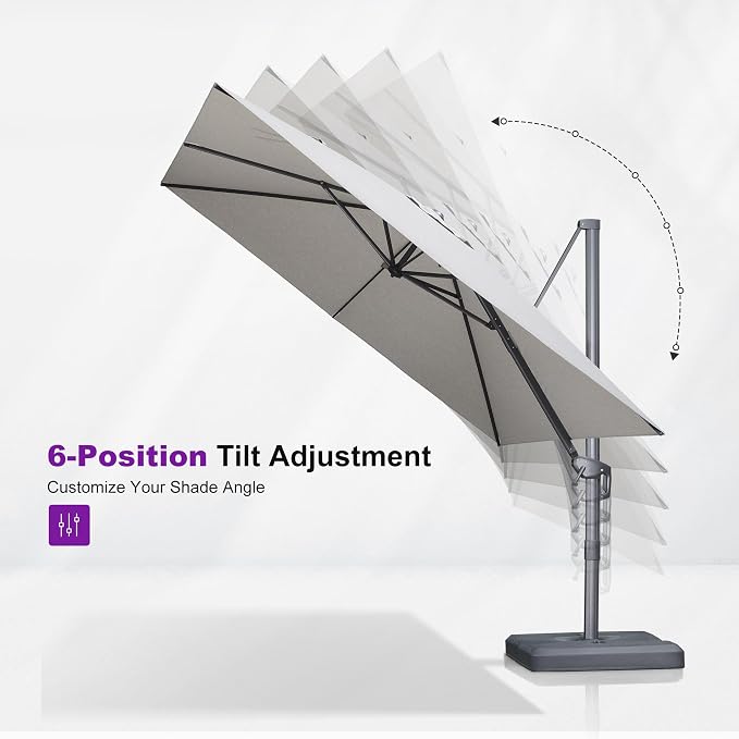 PURPLE LEAF 10' X 13' Rectangle Cantilever Umbrella - Image 7