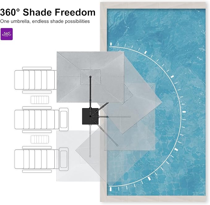 PURPLE LEAF 10' X 13' Rectangle Cantilever Umbrella - Image 6