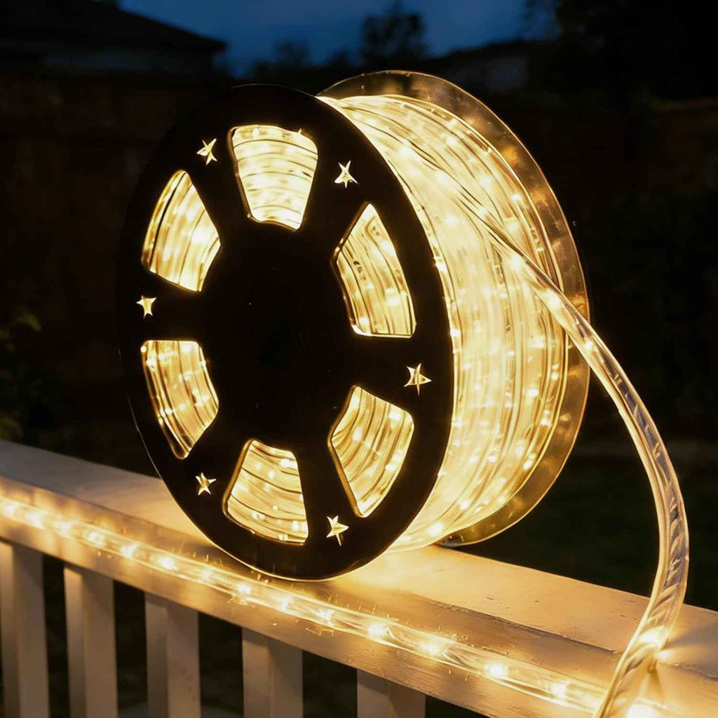 LED Rope Lights, 100ft 110V Waterproof Rope Lights for Outside, Outdoor String Lights, Ideal for Eaves, Backyards Garden, Christmas Decoration(Warm)
