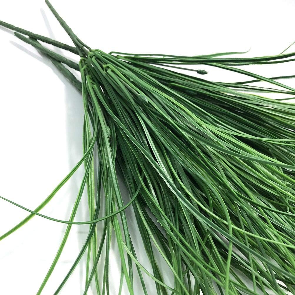 4pcs Artificial Fake Grass Plants Flowers Faux Plastic Wheat Grass Outdoor UV Resistant Greenery Shrubs Plant for Outdoor Planters Wedding Indoor Outside Hanging Home Garden Décor(4, Green)