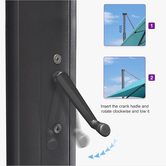 PURPLE LEAF 11.5' X 11.5' Telescopic Patio Umbrella - Image 4