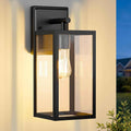 FOLKSMATE 13.46 inch Outdoor Wall Light Fixture Matte Black Waterproof | Large Outside Porch Lights, Durable Metal with Clear Glass Shade, E26 Socket, Exterior Wall Sconce Lanterns for House