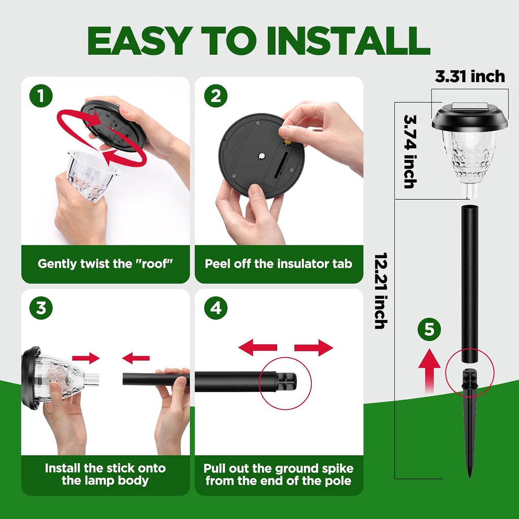 URAGO Super Bright Solar Lights Outdoor Waterproof-10 Pack, Dusk to Dawn Up to 12 Hrs Solar Powered Outdoor Pathway Garden Lights Auto On/Off, LED Landscape Lighting Decorative for Walkway Patio Yard