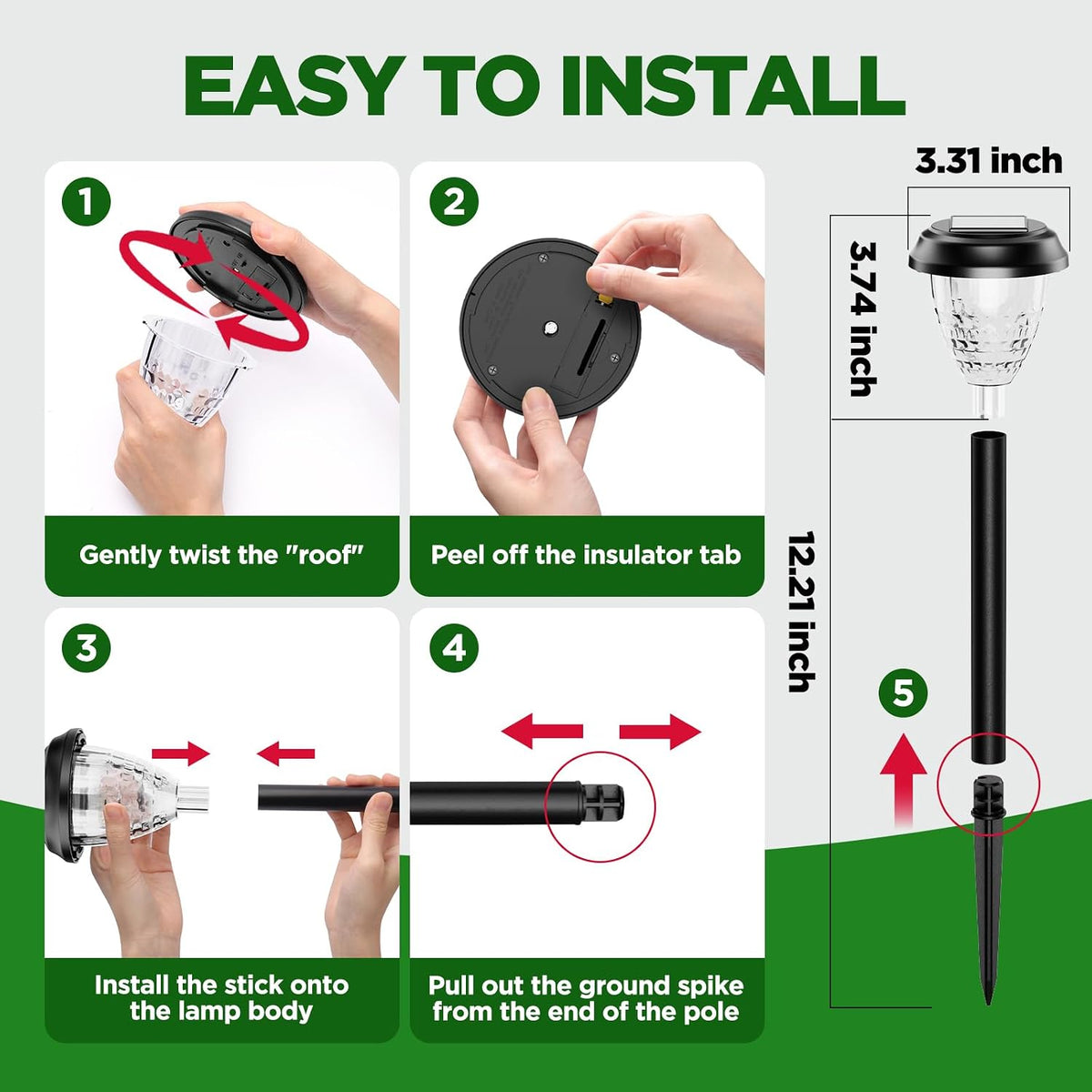 URAGO Super Bright Solar Lights Outdoor Waterproof-10 Pack, Dusk to Dawn Up to 12 Hrs Solar Powered Outdoor Pathway Garden Lights Auto On/Off, LED Landscape Lighting Decorative for Walkway Patio Yard