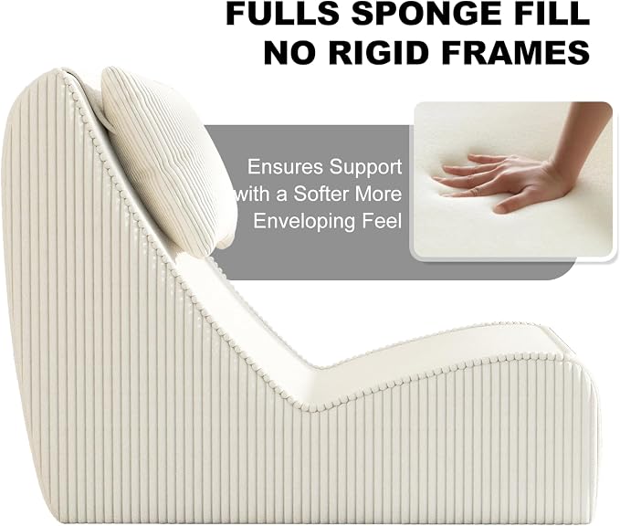 Giant Bean Bag Chair for Adults, Corduroy Chaise Lounge - Image 4