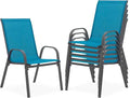 Outdoor Stackable Chairs Set of 6, Stacking Patio Chairs