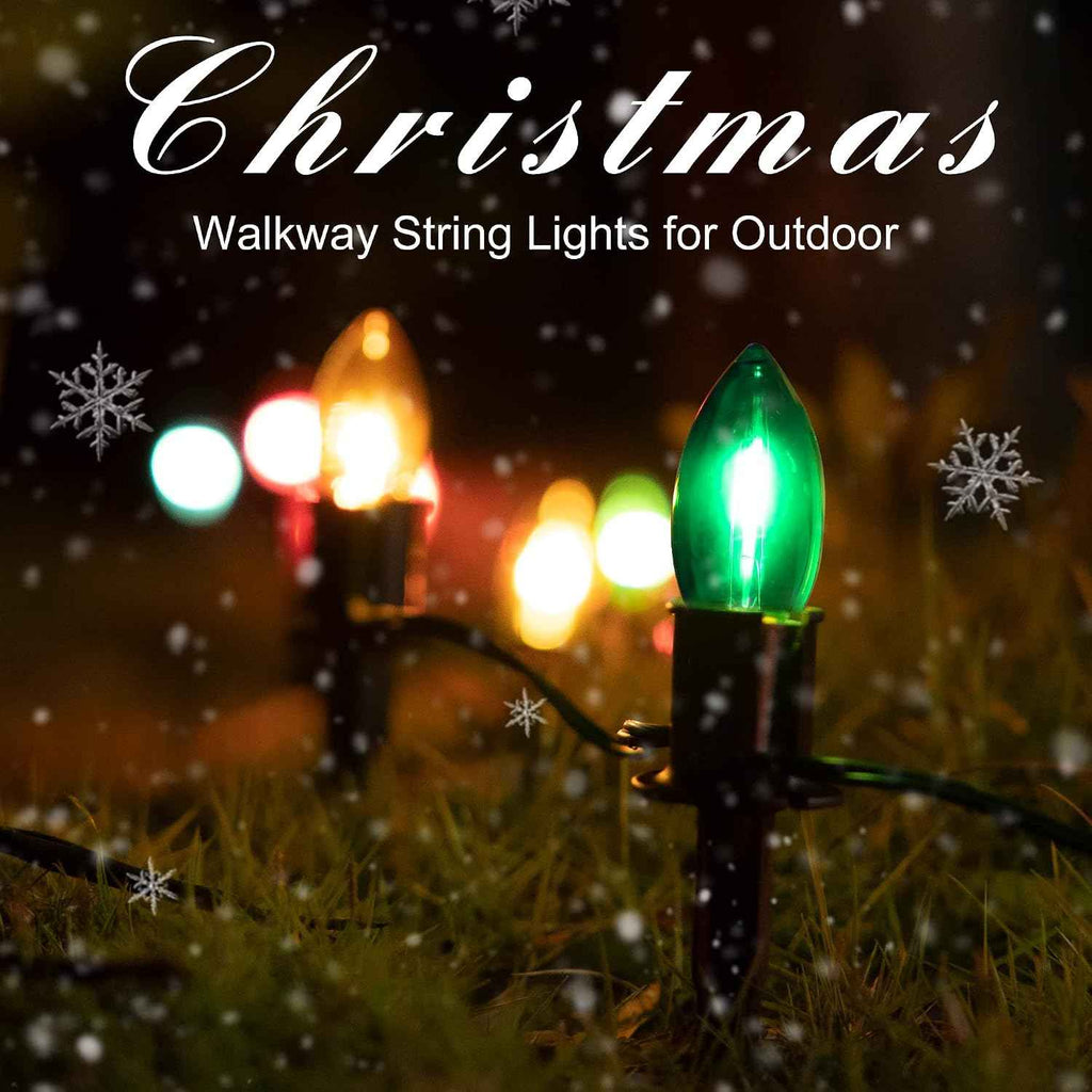 TIORIY 25 Pack 6 Inch Christmas Light Stakes - for C7 C9 Pathway String Lights Outdoor, Durable Plastic Lights Stakes, Use on Yard Garden Lawn Patio Path Walkway Decorations (25, Black)