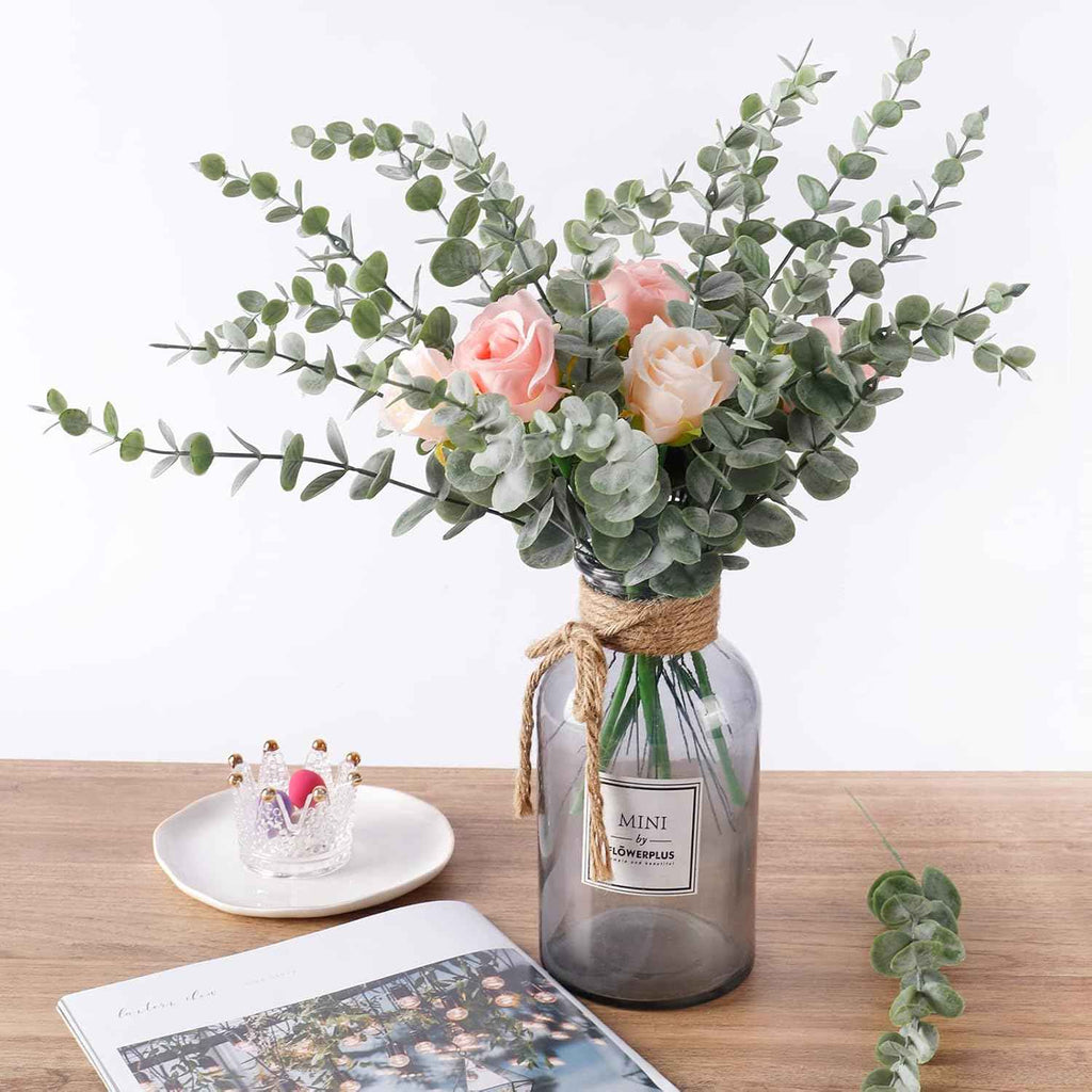 CEWOR 24pcs Eucalyptus Stems Artificial Eucalyptus Leaves Fake Greenery Branches Fake Flowers for Wedding Centerpiece Spring Easter Farmhouse Home Decoration