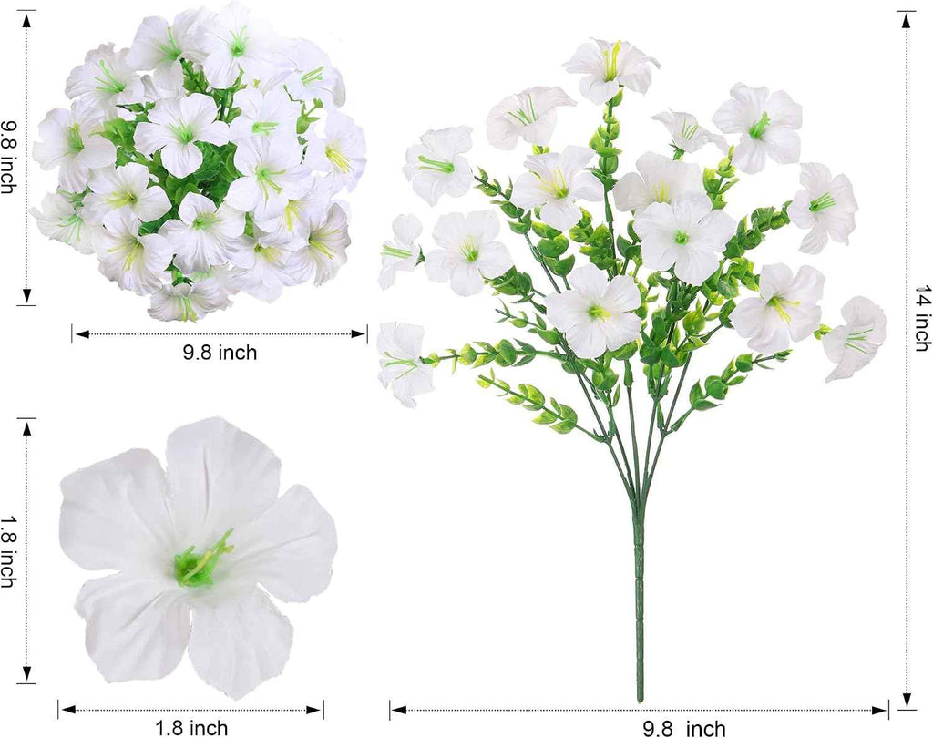 20 Bundles Faux Morning Glory Artificial Flowers for Outdoors, White | Fake Plants Silk Flowers, Eucalyptus, Look Real, UV Resistant, Outside Yard Gardens Porch Patio Planter Home Urn