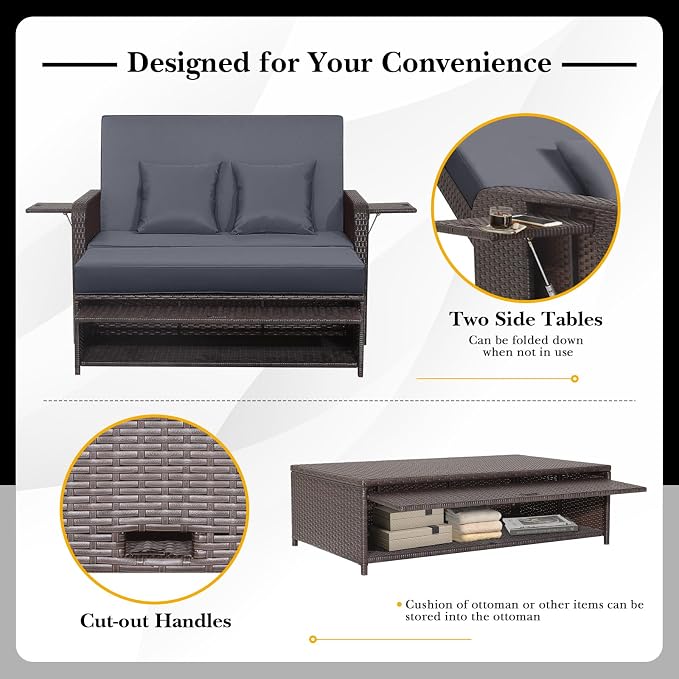 RELAX4LIFE Wicker Patio Outdoor Daybed - Image 6