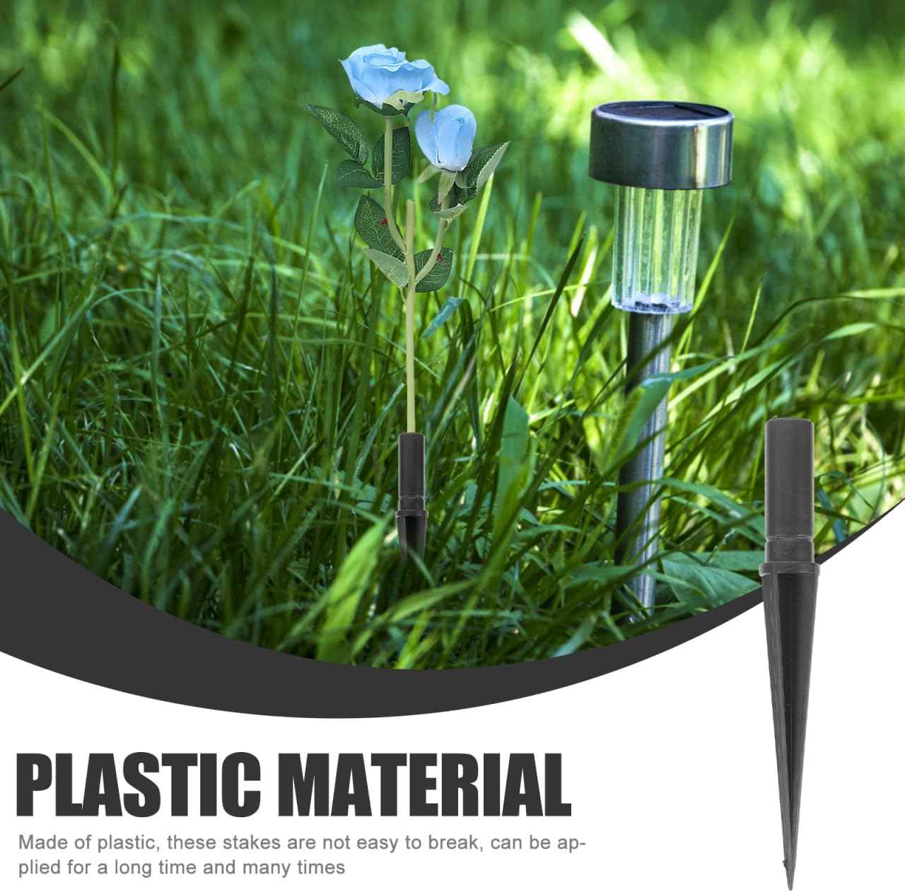 Hemobllo 20-Pack Solar Light Replacement Stakes 4.33 inch Plastic Ground Spikes for Outdoor Lights M8 12mm Inner Diameter Easy-Install Garden Stakes for Path Lights Lawn Lights Yard Lights