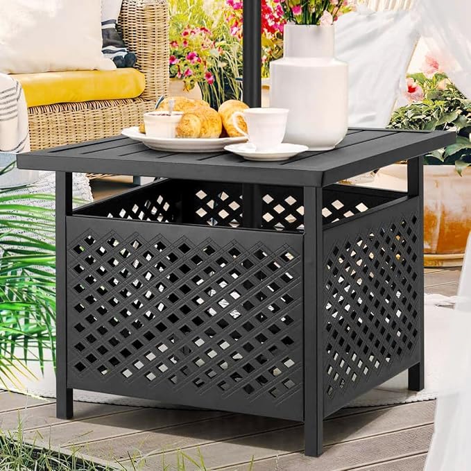 PHI VILLA Outdoor Patio Side Table Set of 2, Outside Coffee Bistro Table - Image 4