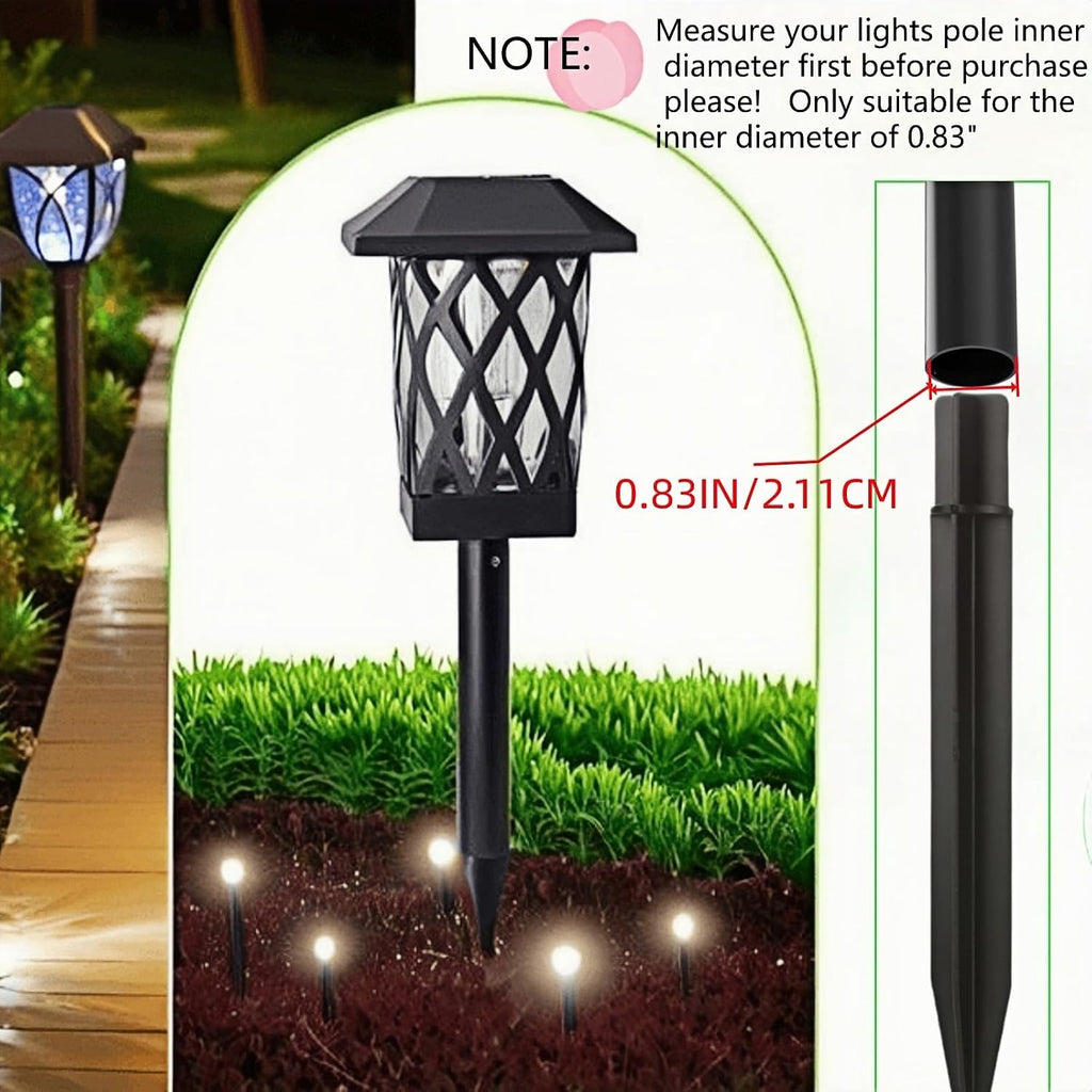 Must Measure First! Fits ONLY 0.83" Inner Diameter Solar Ground Spikes - 8.25" ABS Replacement Stakes for Garden Pathway Lights (Black-5PACK)