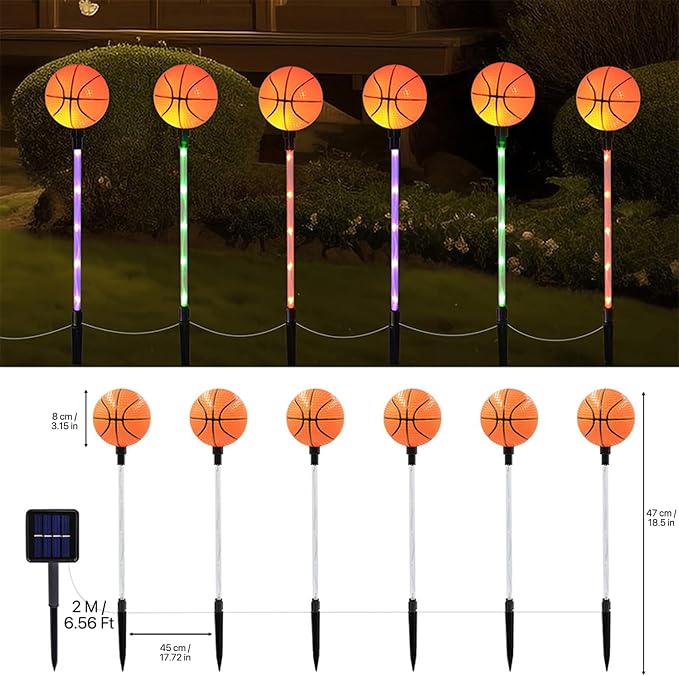 Solar Lights Outdoor, Basketball Theme LED Stake Light - Image 2