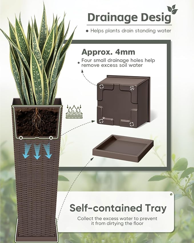 Greesum Set of 2 Tall Plastic Planters - Image 4