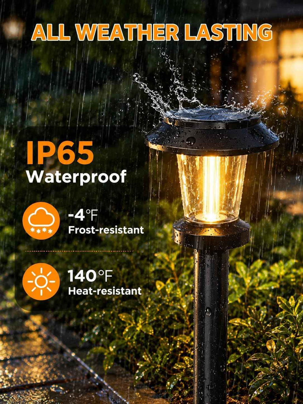 Solar Pathway Lights Outdoor, 8 Pack Warm White Tungsten Filament Solar Lights, 3 Lighting Modes, Auto On/Off, IP65 Waterproof, Dusk to Dawn Solar Garden Lights for Yard, Driveway, Lawn & Landscape