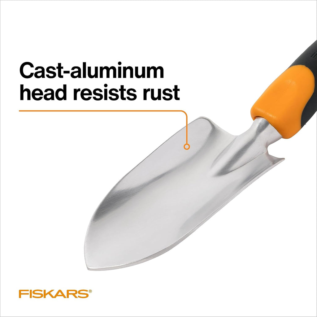 Fiskars Ergo Garden Trowel, Hand Tool for Digging & Planting, 6-Pack | Heavy-Duty Cast Aluminum Rust Resistant Head, Ergonomic Comfort Grip Handle, Hang Hole for Easy Storage, Yard Beds and Pots