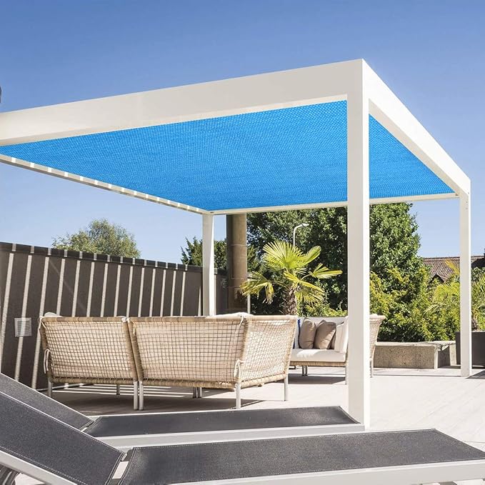 Eden's Decor Straight Flat-Edged Sun Shade Sail Rectangular 4' x 10' Blue - Image 6