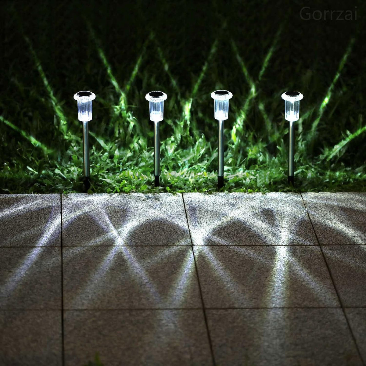 10 Pack Solar Pathway Lights Outdoor Waterproof, Cool White LED | Solar Lights Outdoor for Yard Garden Outside Walkway Driveway Landscape Lighting, Auto On/Off Stainless Steel Stake Lights