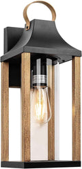 Outdoor Wall Light Rustic Wood Cylindrical Glass 17” Large | 1 Pack Exterior Wall Sconce, Farmhouse Porch Light Fixture Outside IP65 Waterproof, Patio Porch Courtyard, ETL List