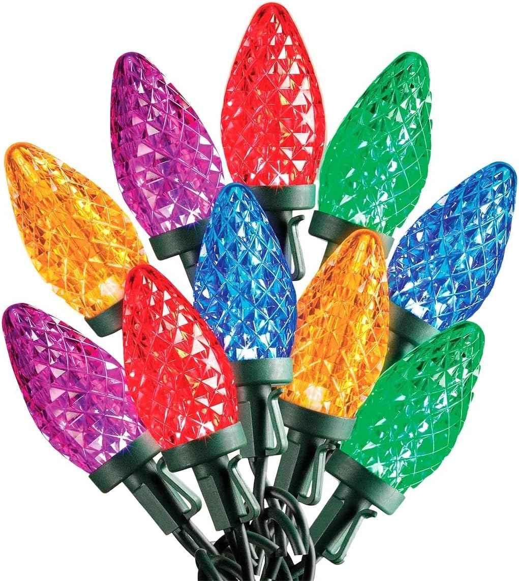 SYLVANIA Stay-Lit Platinum Strings Christmas Lights - LED C9 Multi Color Lights - (2 Strings of 50 Lights)