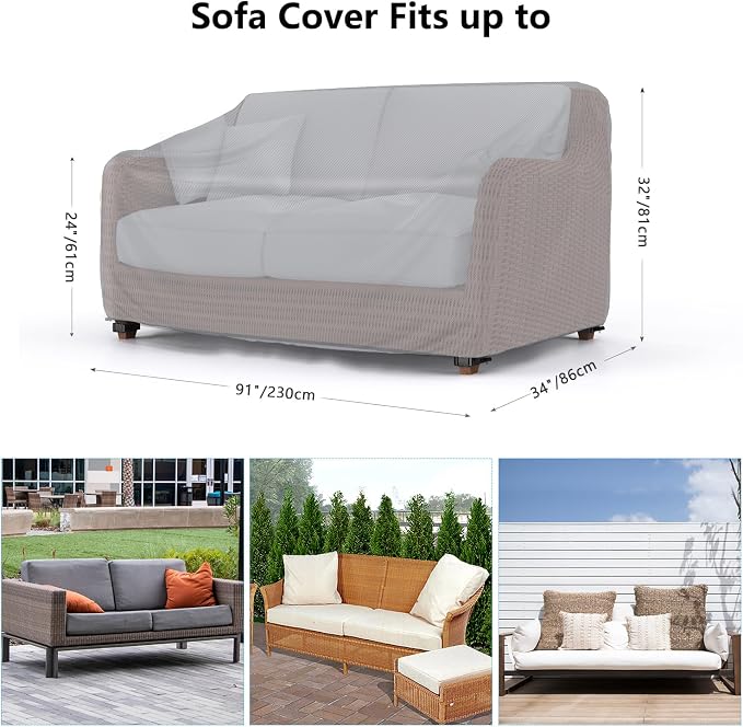 Heavy Duty Patio Sofa Cover, Mrrihand 2-Seater Outdoor Sofa Loveseat Cover - Image 2